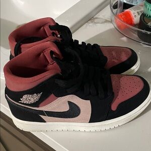 Jordan High-Top Sneakers in Black and Rose
